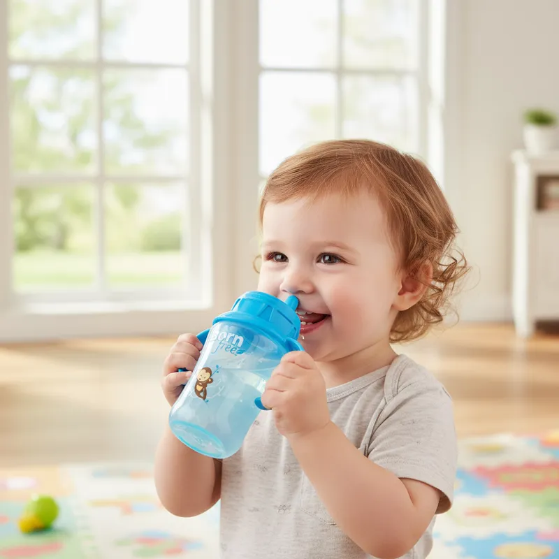 Vaso c/boquilla y asas animalitos azul - Born Free - Imagen 2