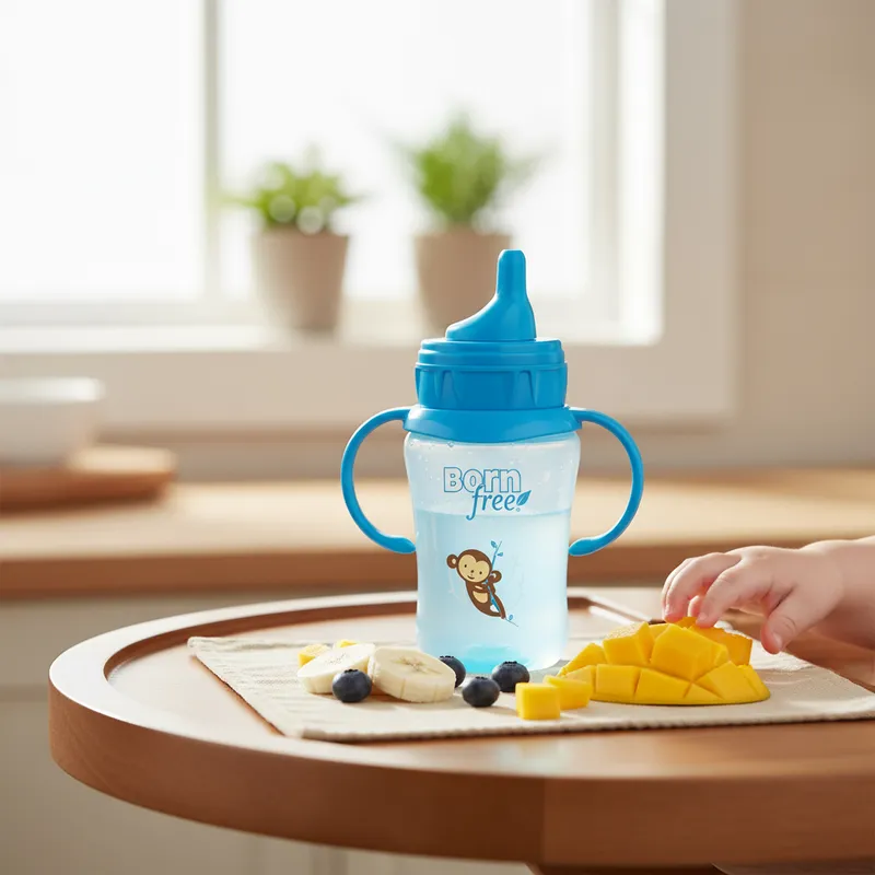 Vaso c/boquilla y asas animalitos azul - Born Free - Imagen 3