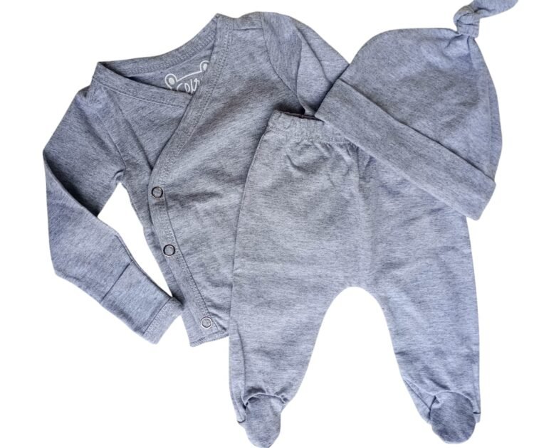 Primera muda de algodón 3 piezas GIRO BABY - Gris