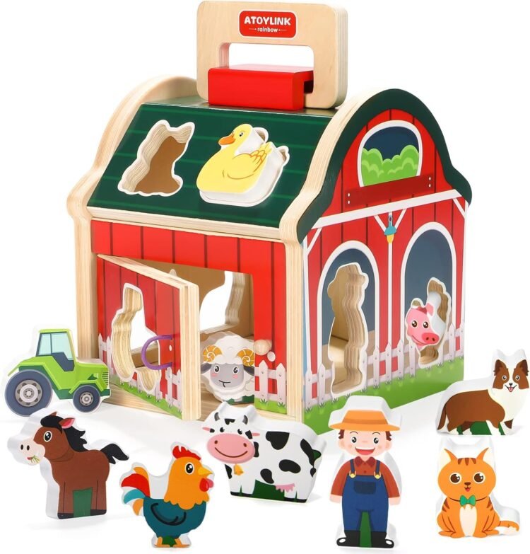 Granja de madera con animales encastre