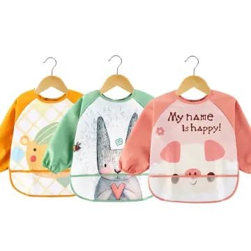 Babero con mangas y bolsillo impermeable