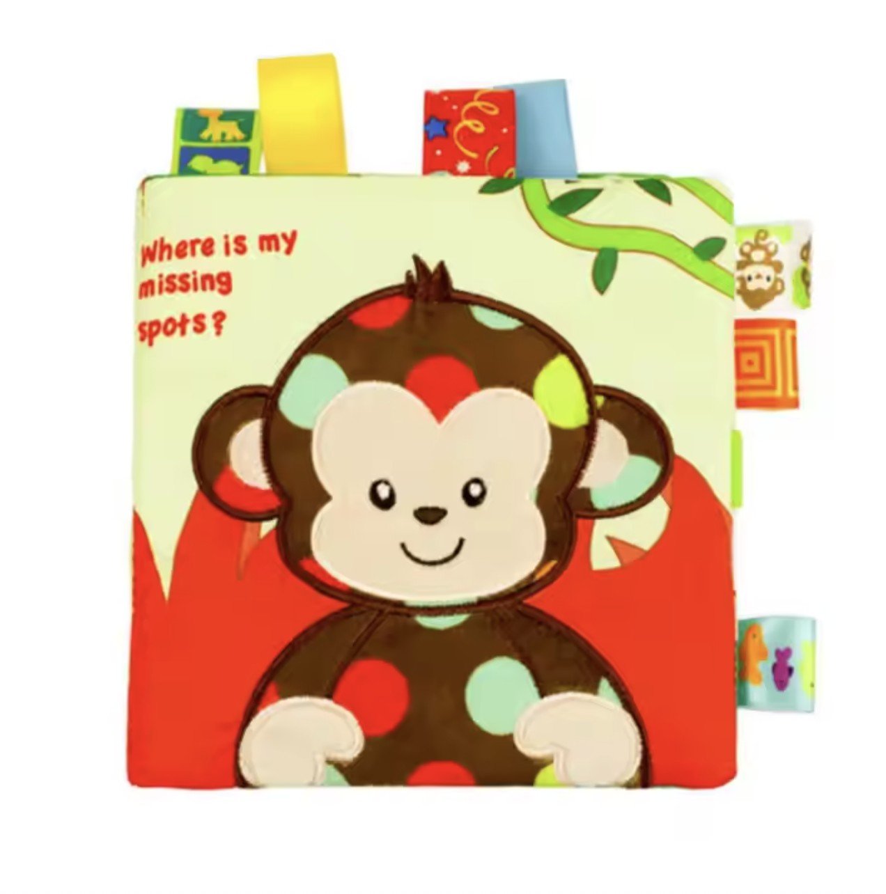 Libro Textil para bebé con texturas y colores fuertes Mono