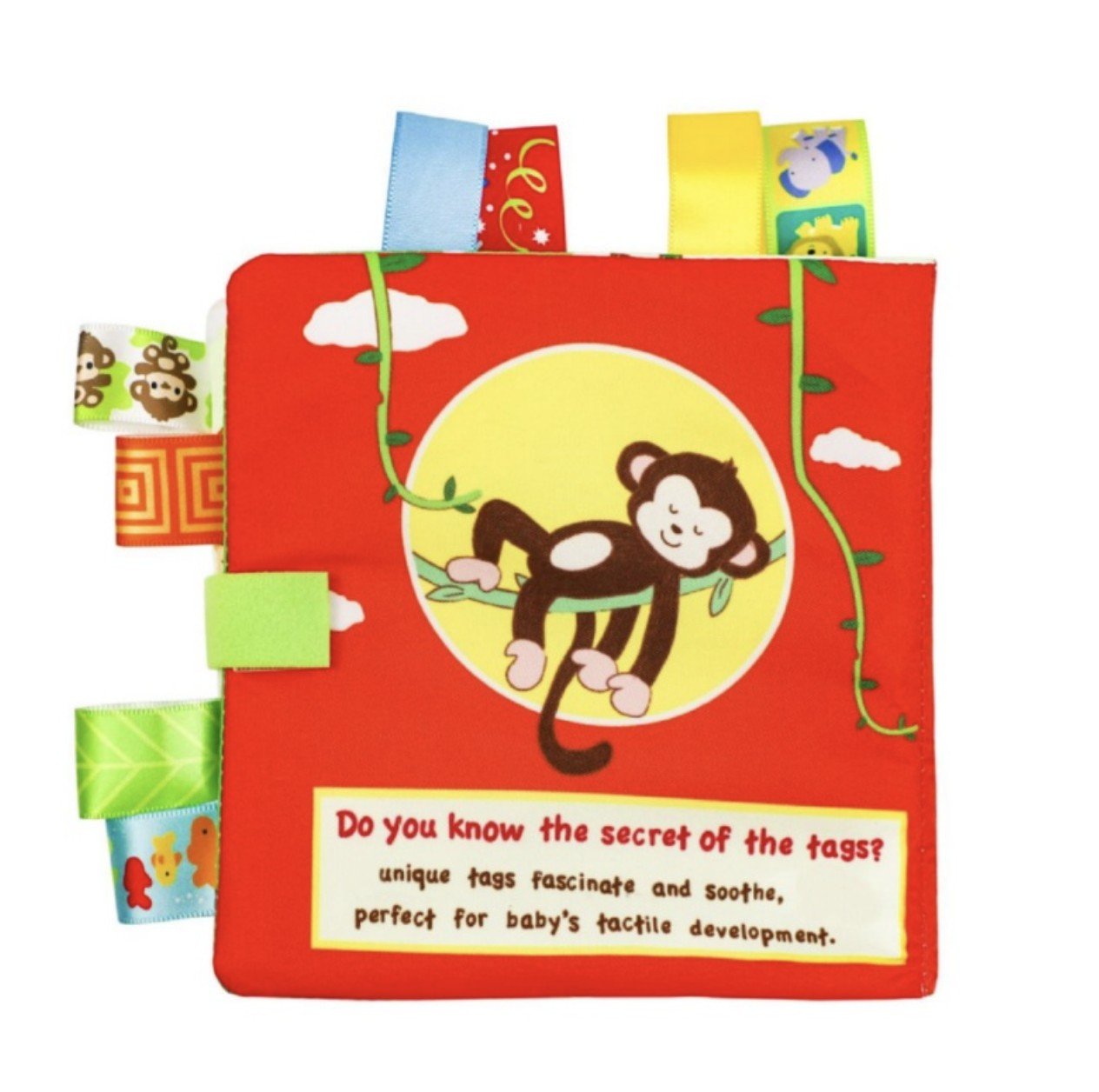 Libro Textil para bebé con texturas y colores fuertes Mono - Imagen 2