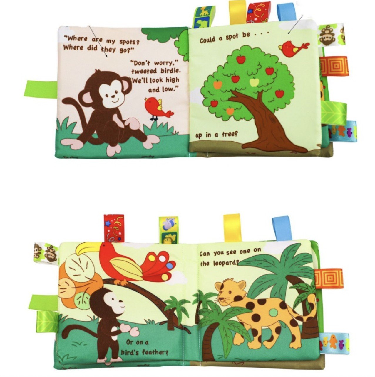 Libro Textil para bebé con texturas y colores fuertes Mono - Imagen 3