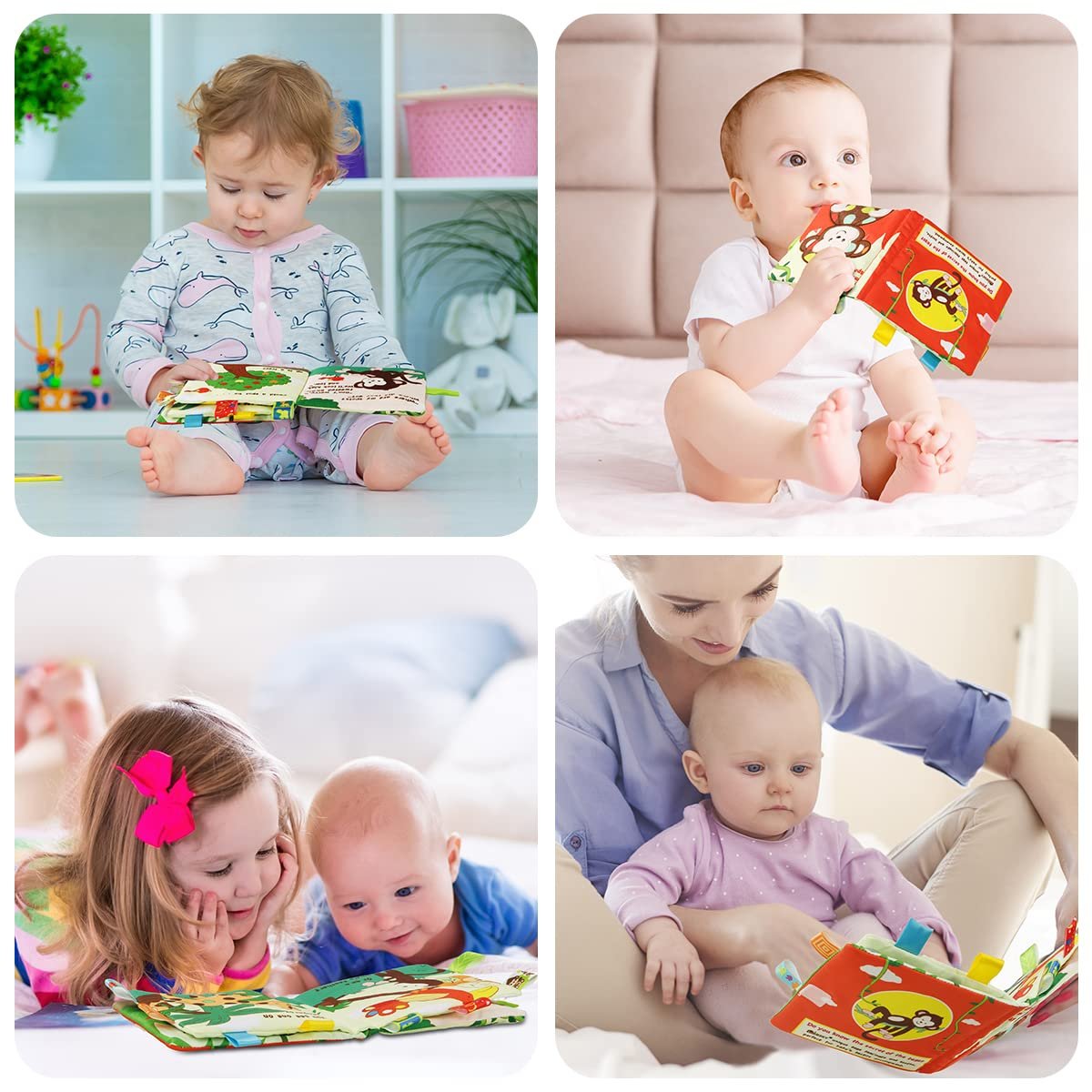 Libro Textil para bebé con texturas y colores fuertes Mono - Imagen 5