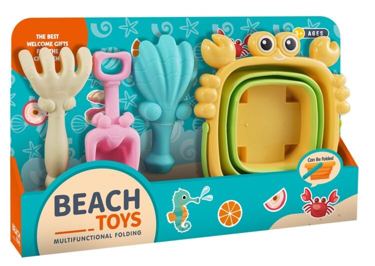 Balde De Playa Diseño Cangrejo Con Accesorios Plegable