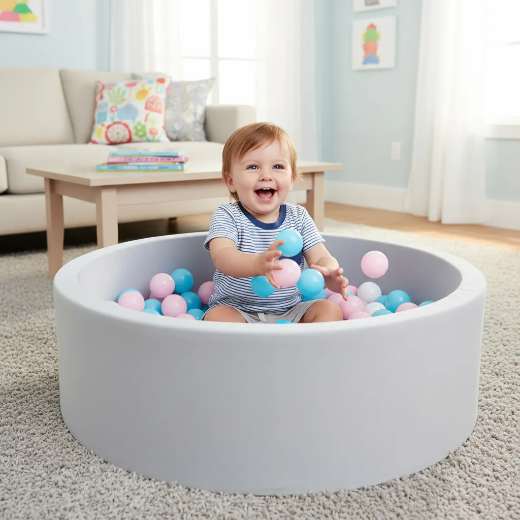 Gimnasio Pelotero redondo acolchonado con 200 pelotas - Imagen 3