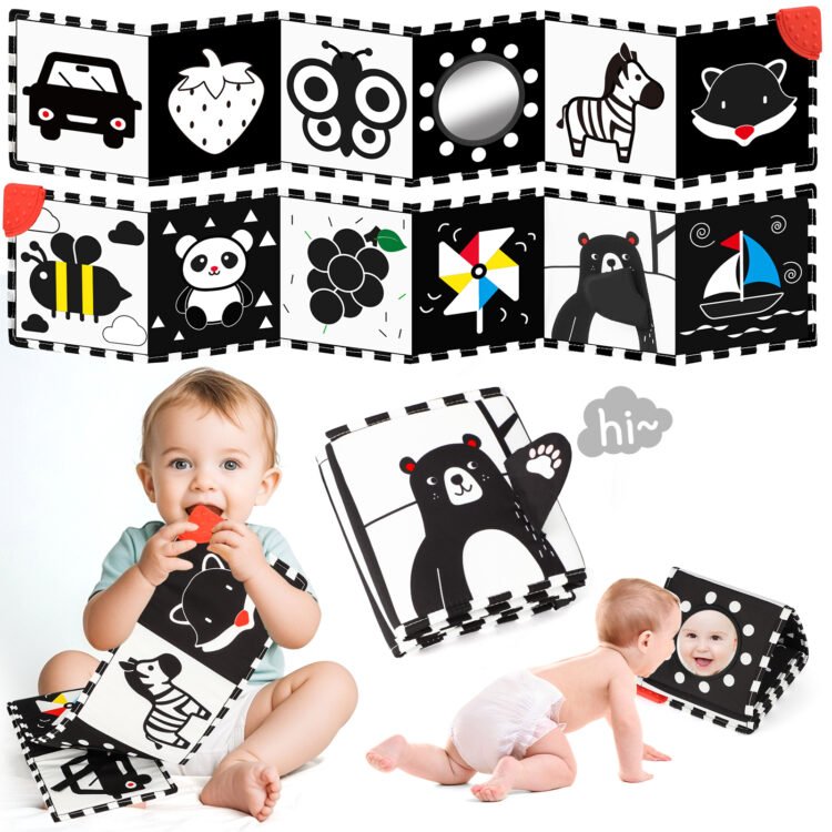 Libro de tela alto contraste blanco y negro para Bebé