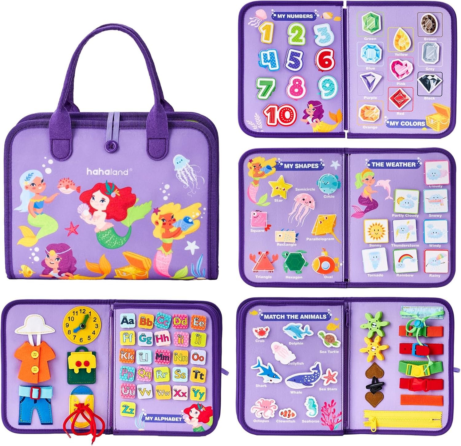 Valija Libro tela Montessori con actividades Sirena - Imagen 2