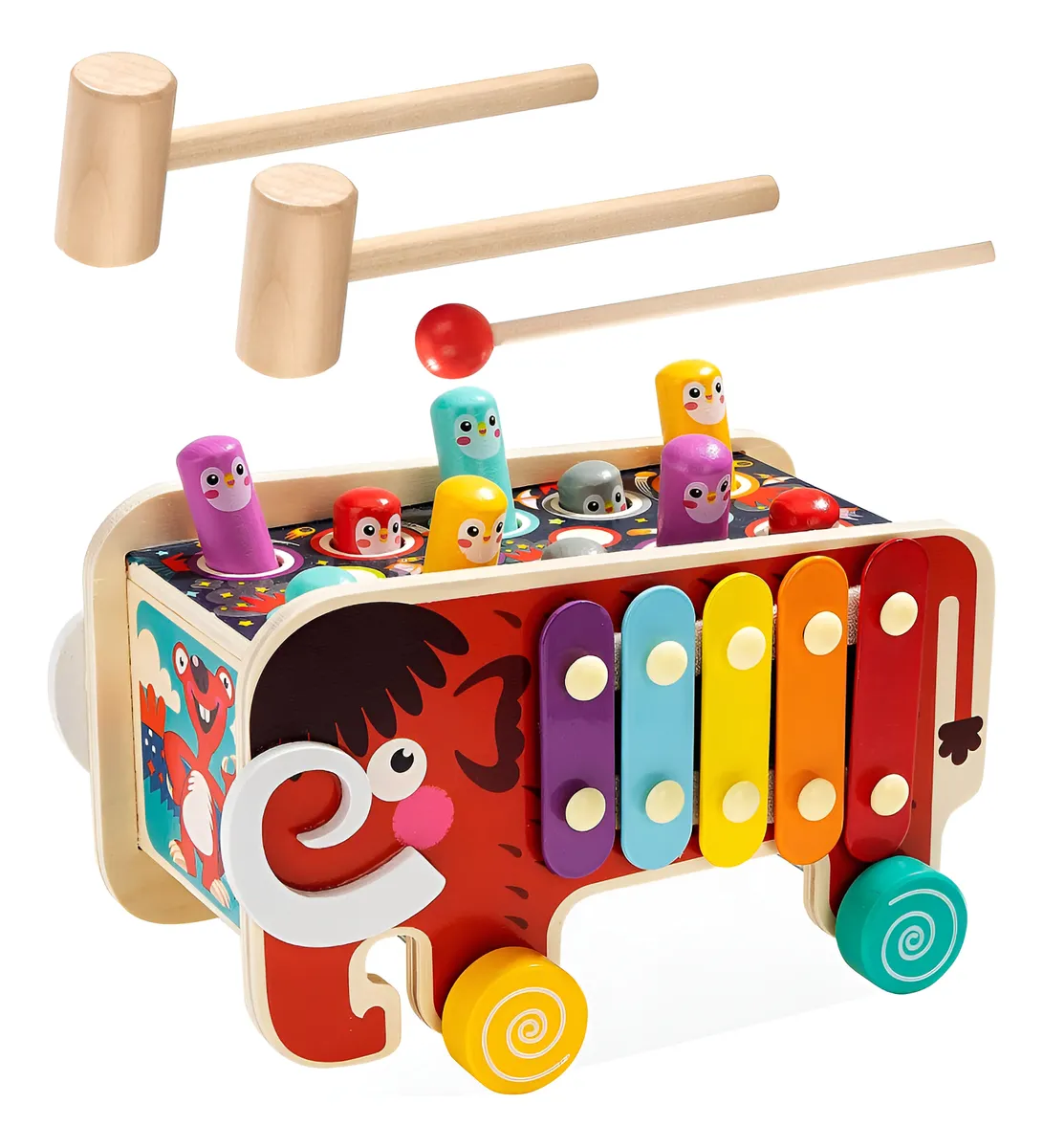 Mamut Juguete Didáctico De Madera Para Martillar Y Golpear