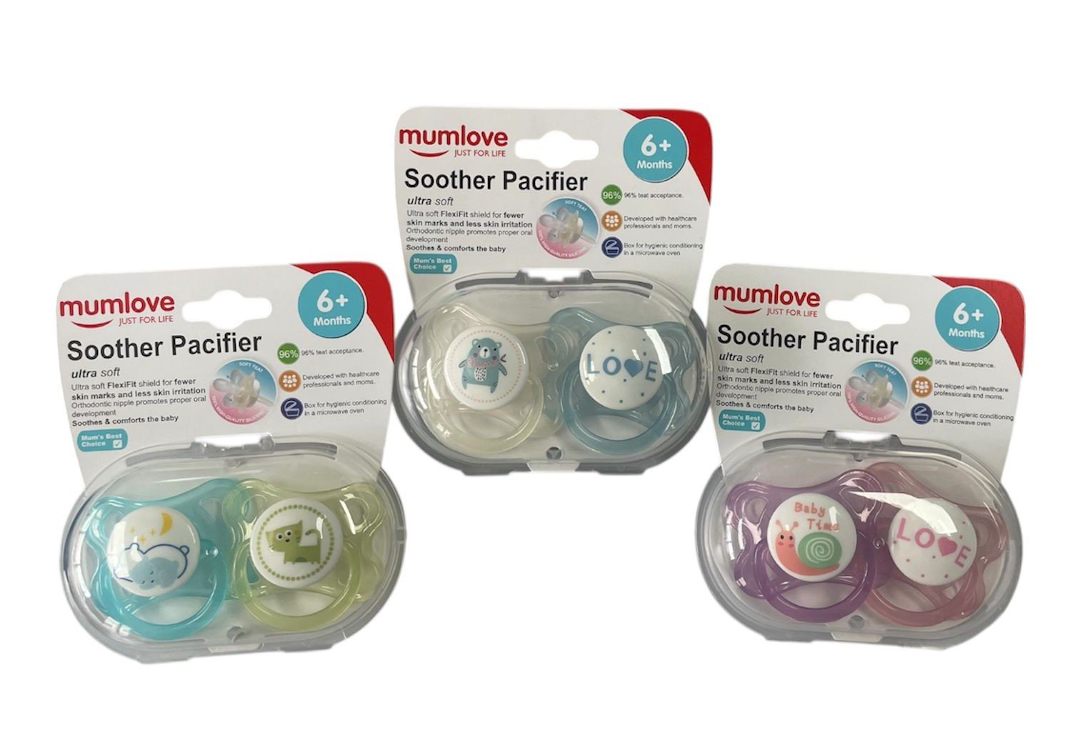 Chupete x2 tetina fisiológica con caja esterilizadora MUM LOVE 0-6 meses