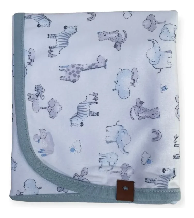 Manta recibidor jersey Pilim 100% algodón - Celeste