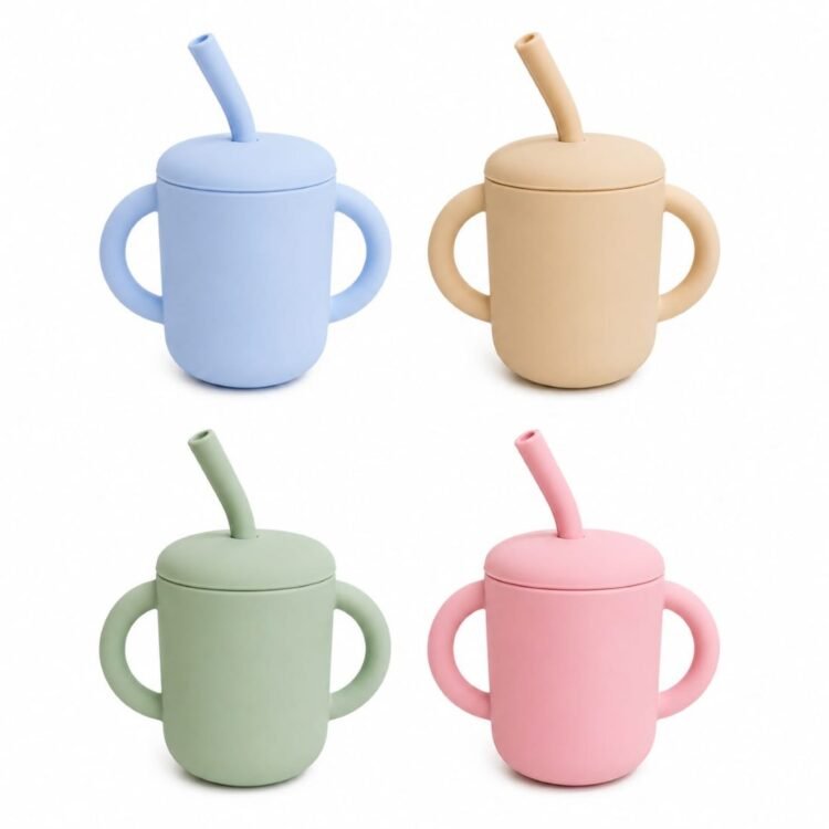 Vaso con sorbito y asas de silicona 175ml